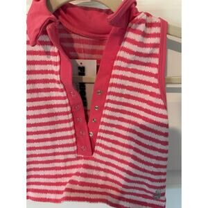 Free People Red & White Striped Racerback Tank